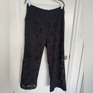 Elegant Black Eyelet Pants